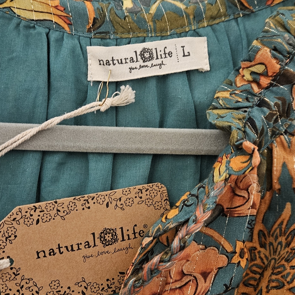NATURAL LIFE Bohemien Orange and Green Floral Maxi Skirt - Picture 2 of 4
